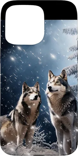 Vista 31 de Wolves Christmas Wolf Snowy Winter Forest Snowflakes Case para iPhone 16
