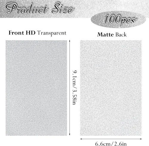 Vista 4 de Amabro 100 fundas para tarjetas, fundas protectoras para tarjetas de intercambio de Penny Sleeves Bling Silver Trading Card Sleeve Transparente