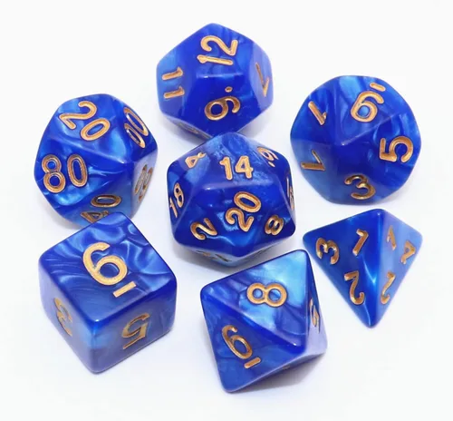 Vista 10 de DND - Juego de dados de nebulosa negra mezcla azul oscuro para Dungeon and Dragons D&D RPG juegos de rol, 7 dados poliédricos con bolsa de dados