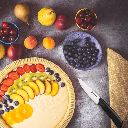Vista 3 de Magiware - Cuchillo de pelar clásico de cerámica de 4 pulgadas con cubierta de funda para frutas y verduras, más largo afilado, a prueba de óxido
