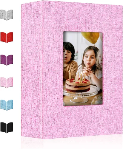 Vista 15 de Álbum de fotos pequeño 4x6, álbum de fotos con cubierta de lino deslizable, minilibro de fotos con capacidad para 100 fotos de 4x6 con 50 hojas
