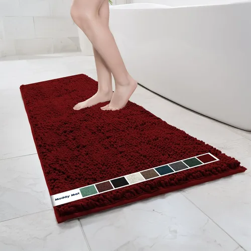 Vista 61 de Muddy Mat Alfombras de Baño de Chenilla de Microfibra de Secado Rápido Antideslizantes Lavables, Extra Gruesas, Suaves y Altamente Absorbentes Gris