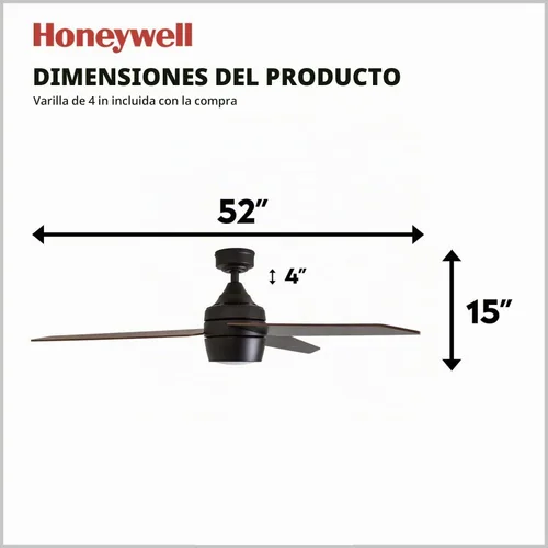 Vista 6 de Honeywell Ventiladores de techo Eamon Modern - Ventilador de techo moderno de 52 pulgadas con luz, control remoto, ventilador LED para interiores
