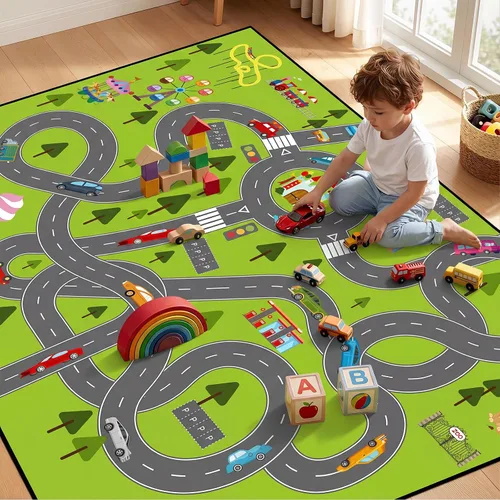 Vista 14 de ST. BRIDGE Alfombra Educativa para Niños para Sala de Juegos 3x5 Pies, Alfombra de Juego Antideslizante con Alfabeto ABC, Números y Animales