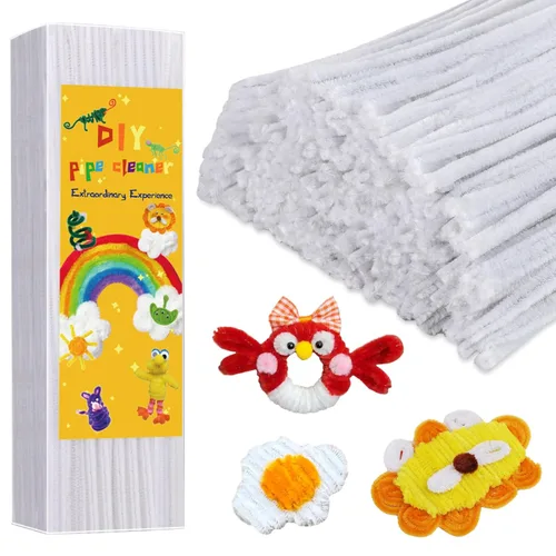 Vista 8 de Iuuidu 300 piezas de tallos de felpilla para limpiar pipas amarillas, suministros de manualidades, cepillo limpiador de tuberías para bricolaje