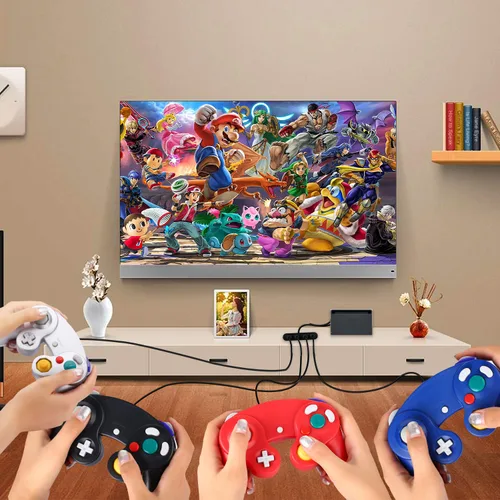 Vista 3 de 4 Pack Game cube Controller Bundle with 4 Extension Cords and a 4-Port Adapter for S-witch PC Wii U Console
