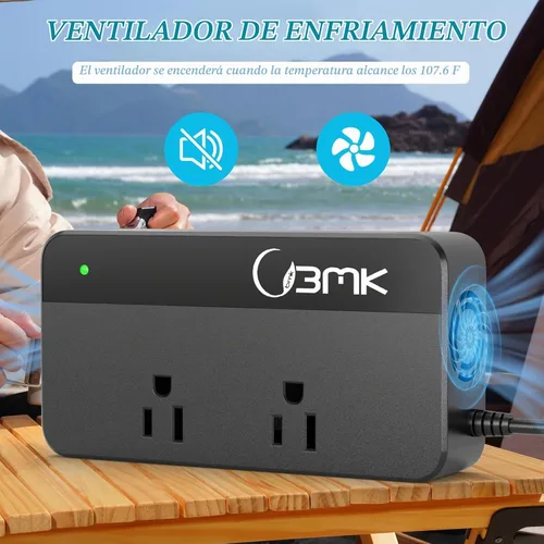 Vista 5 de BMK Inversor de corriente para auto, 200 vatios, corriente continua, 12 a 110 voltios corriente alterna, 4 puertos USB, adaptador de cargador