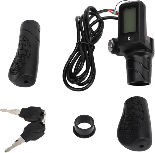 Vista 6 de Juego de empuñaduras de acelerador eléctrico, panel de visualización LCD, juego de agarre de acelerador para bicicleta con control de velocidad