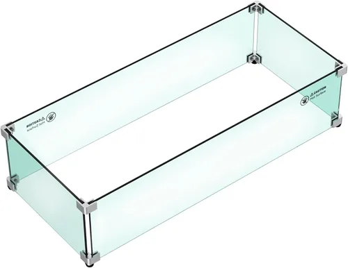 Vista 9 de Skyflame Protector de viento rectangular de vidrio para fogatas de 24 x 12 pulgadas, reemplazo para exterior