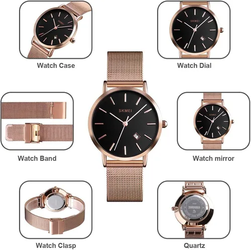 Vista 4 de SKMEI - Reloj de pulsera para mujer impermeable analógico de cuarzo para mujer
