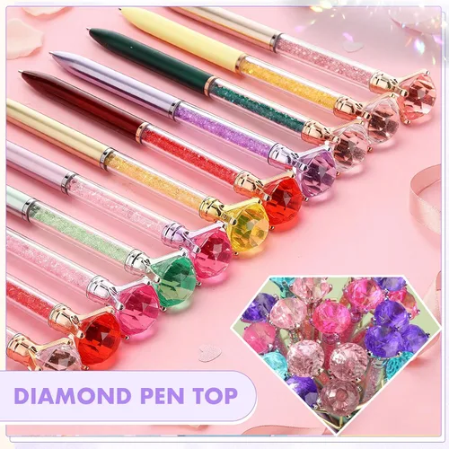 Vista 2 de Zhehao 60 piezas de bolígrafos de gran cristal con diamantes, bolígrafos brillantes a granel con brillo, piedras de strass, tinta negra, suministros
