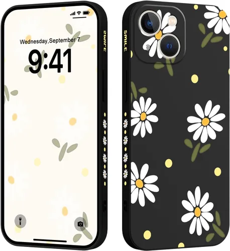 Vista 22 de LEECG Funda para iPhone 13 con diseño de mariposas y flores, diseño de astronauta, funda de teléfono con forro de microfibra suave, funda delgada