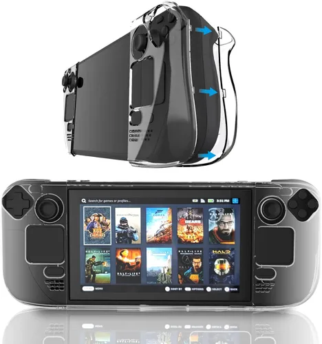 Vista 6 de Funda protectora de Steam Deck funda rígida transparente para vapor funda protectora con diseño dividido compatible con la plataforma de vapor