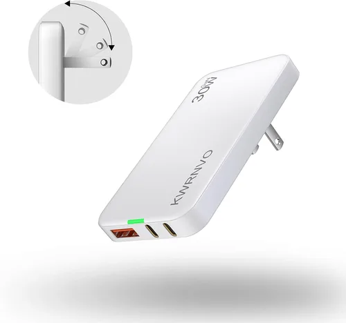 Vista 18 de Cargador de pared USB plano, 3 puertos ultra delgado cargador de pared rápido para Pixelbook, iPad Pro, iPhone 17/16/15/14 negro