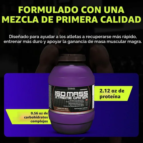 Vista 3 de Ultimate Nutrition ISO Mass Xtreme Gainer, leche de chocolate, 10 lb
