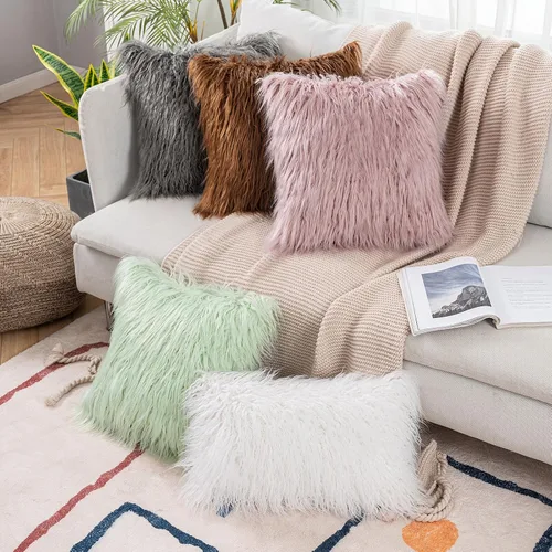 Vista 5 de MIULEE Lujosa funda decorativa de almohada de pelo sintético, serie de lujo para sofá, dormitorio, automóvil