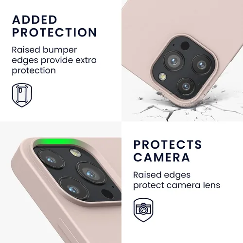 Vista 3 de kwmobile Funda de silicona TPU compatible con Apple iPhone 13 Pro Max, funda magnética, compatible con MagSafe, color rosa polvoriento