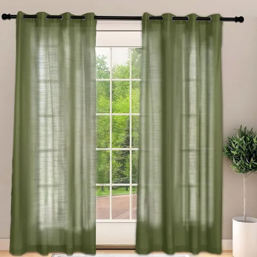 Vista 10 de Frelement Cortinas opacas extralargas de 108 pulgadas de largo, para sala de estar, cortinas de lino con bloqueo de luz, cortinas con aislamiento