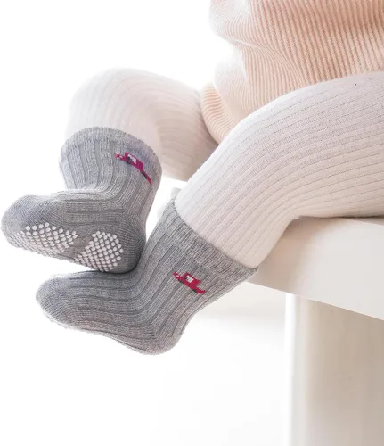 Vista 3 de VWU Calcetines de algodón para bebés y niños pequeños con empuñaduras de 0-5T, 6