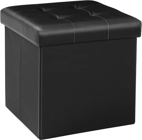 Vista 7 de B FSOBEIIALEO Cubo otomano de almacenamiento, baúl de almacenamiento, reposapiés plegable para sala de estar, 12.6 x 12.6 x 12.6 pulgadas