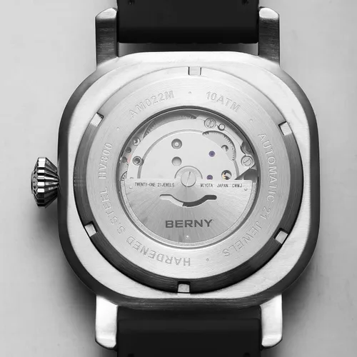 Vista 5 de BERNY Reloj mecánico automático japonés para hombre, relojes de cuerda automática, impermeable 10 ATM, cristal de zafiro, resistente a los arañazos