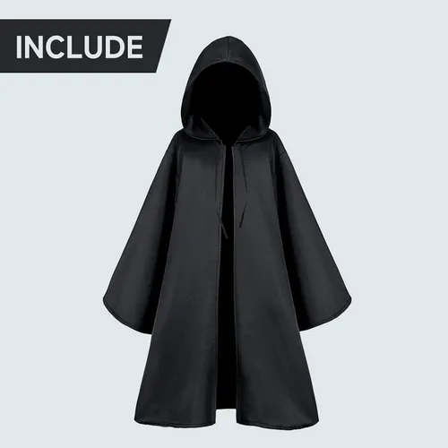 Vista 2 de Bata con capucha para niños, con mangas, monje mago, medieval, Jedi, cosplay, capa de Halloween