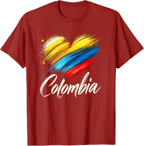 Vista 24 de Camiseta de orgullo colombiano con corazón de la bandera de Colombia