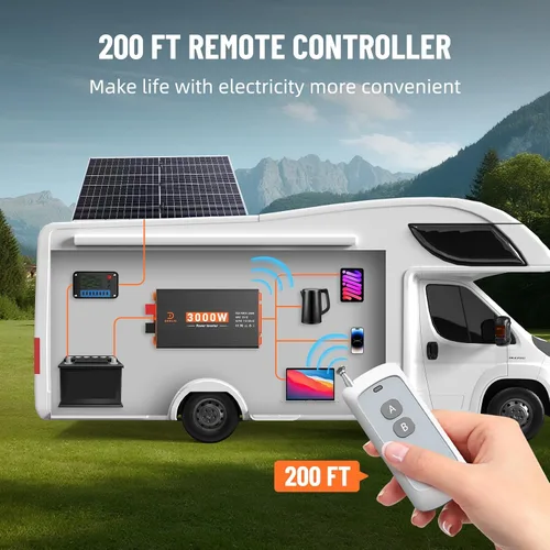 Vista 7 de Inversor de corriente de 3000 W de 12 V CC a 110 V/120 V CA convertidor para RV/camión/barco/campamento/inversor de energía solar fuera de la red