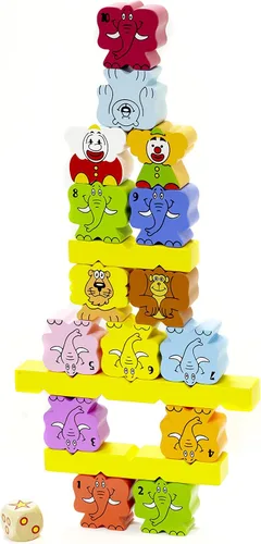 Vista 3 de Blue Orange Games Zimbbos - Juego de apilamiento de madera para niños