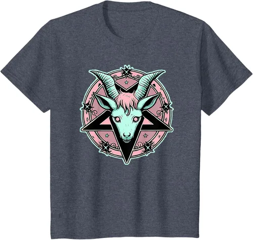 Vista 85 de Camiseta Kawaii Paste Creepy Goat Pentacle, Negro