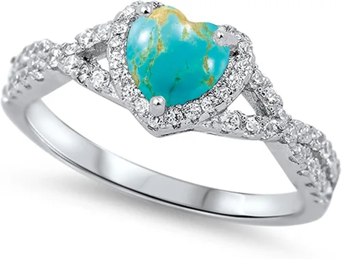 Vista 41 de Elige tu color. Anillo de compromiso de plata fina con diseño de corazón y halo Claro
