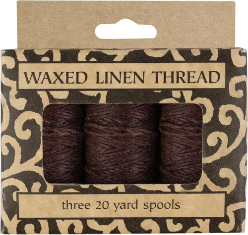 Vista 9 de Lineco Hilo de lino auténtico encerado, 20 yardas, paquete de 3 carretes, color negro Se utiliza para coser y encuadernar, cuero cosido a mano