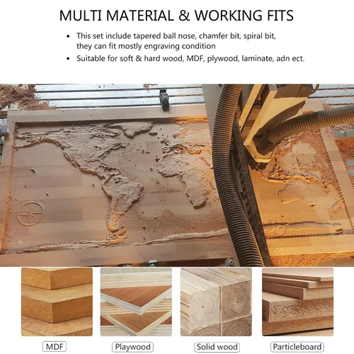 Vista 7 de SpeTool Juego de Brocas de Router CNC para Talla de Perfil en V con Ranura de Gravación de Carburo Sólido de 1/4 Pulgada de Vástago