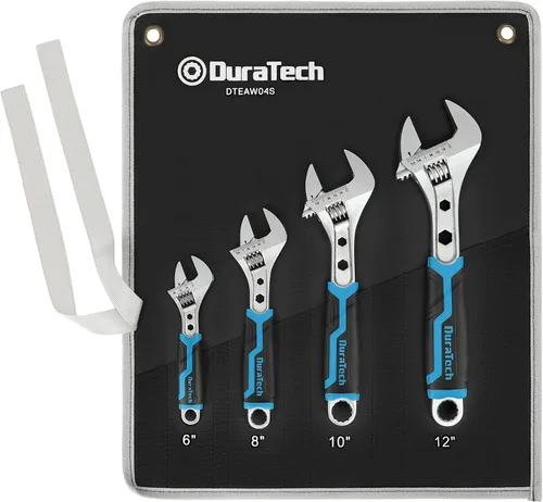 Vista 10 de DURATECH - Llave ajustable de 6 pulgadas, llave combinada 3 en 1 con extremo de caja/función hexagonal, acero CR-V, escalas métricas y SAE, cromada