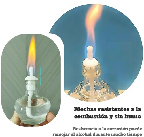 Vista 2 de Juego de mecha de cerámica de 7 piezas para lámparas de aceite, algodón y cerámica, de larga duración, inodoro, compatible con botellas de vidrio