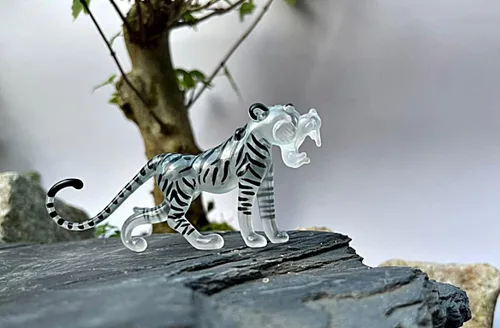 Vista 3 de 1shopforyou Cristal blanco tigre M Mini vidrio soplado a mano estatuilla arte decoración coleccionable