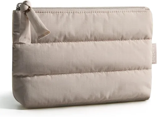 Vista 20 de BAGSMART Pequeña bolsa de maquillaje, neceser portátil esponjoso con cierre de cremallera con encanto, organizador de viaje resistente al agua