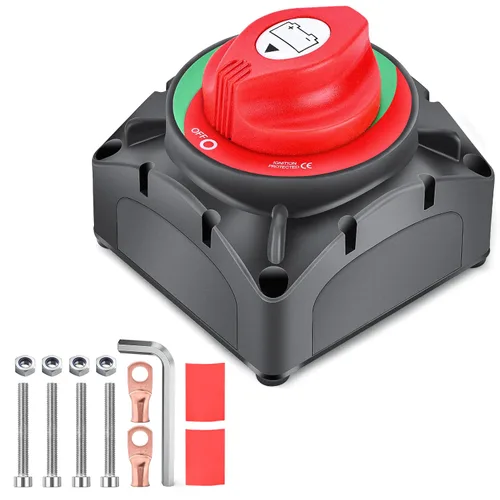 Vista 22 de Nilight Battery Disconnect Switch with Waterproof Key and Cover 12V 24V On Off Battery Master Isolator Cut Off Power Kill Switch for Car Marine Boat