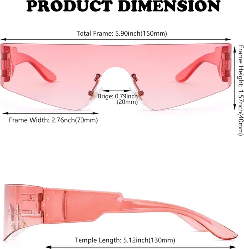 Vista 4 de NULOOQ Y2K - Gafas de sol futuristas envolventes sin montura para mujeres y hombres, gafas de sol de moda Cyberpunk con visera monobloque