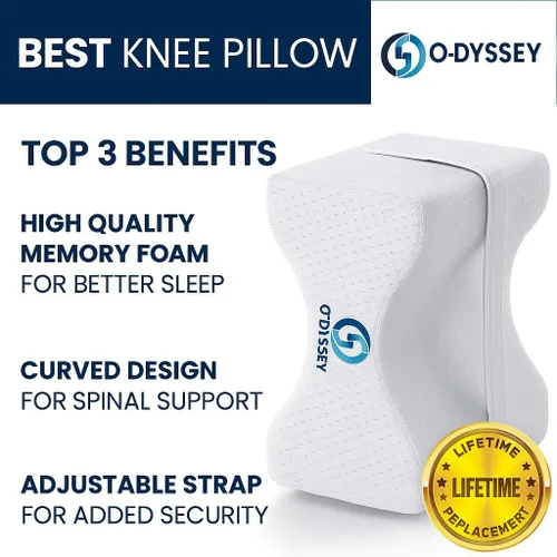 Vista 3 de O-DYSSEY Almohada ortopédica de rodilla para personas que duermen de lado, almohada de espuma viscoelástica para aliviar el dolor de cadera, ciática