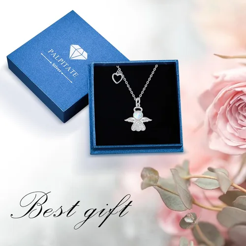 Vista 7 de Palpitate Collar de ángel de la guarda con colgante de ángel para mujer, plata de ley 925, regalo de ángel, joyería de condolencia, bautismo