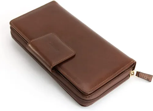 Vista 5 de GIUDI Cartera de mujer grande cuero, Marrón, Cartera grande