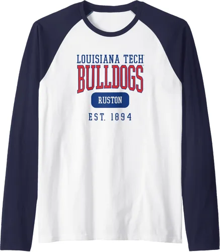 Vista 6 de Louisiana Tech Bulldogs Founded Date Raglan Baseball Tee, Negro