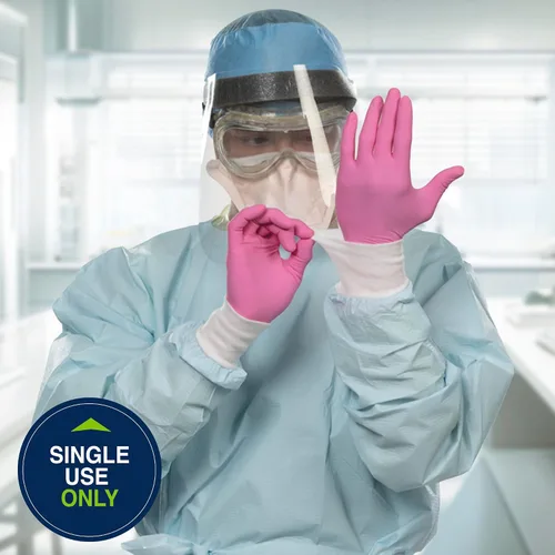 Vista 6 de HALYARD PINK UNDERGUARD Nitrile Exam Gloves, Powder-Free, 4.7 mil, Extended 12" Cuff, Pink