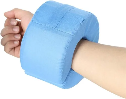 Vista 9 de 2 almohadas de elevación de pies, cojín de espuma azul para tobillo y mano, estabilizador de almohada de elevación de piernas con talón de tobillo