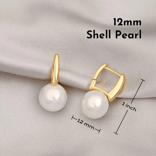 Vista 65 de Aretes colgantes de plata de ley 925 seleccionados a mano AAA+ de 7.5 a 0.315 in con perlas cultivadas de agua dulce blancas para mujer