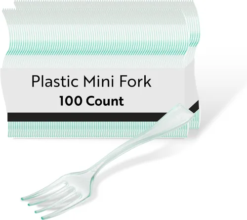 Vista 23 de Restaurantware - Mini tenedor de 4 pulgadas, 100 tenedores pequeños desechables – resistente, par con hormigueros, postres o muestras, tenedores