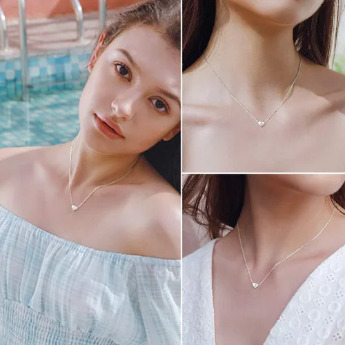 Vista 9 de ChicSilver Collares de plata de ley 925 con inicial de corazón para mujeres y niñas, delicado collar con dije de corazón personalizado con letra