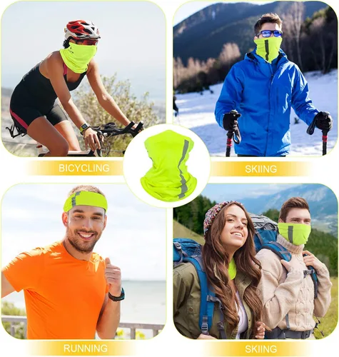 Vista 6 de SATINIOR 8 piezas de polaina reflectante para el cuello para hombre, pasamontañas de ciclismo, máscara facial, bandana para el sol para hombre