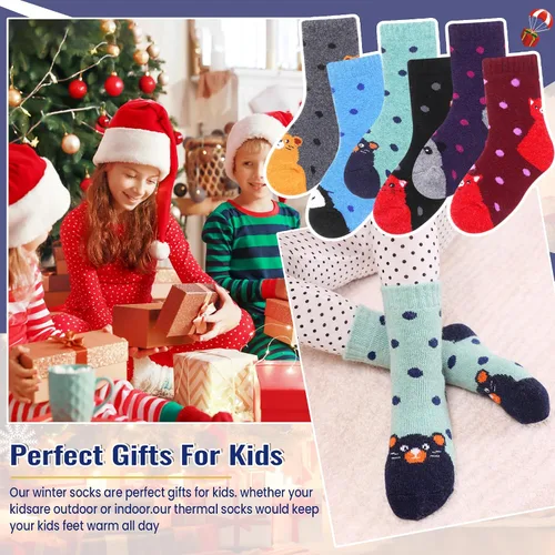 Vista 107 de Eocom 6 pares de calcetines de invierno cálidos de lana para niños y niñas